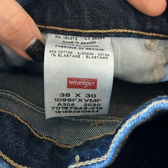 🧡💙 Wrangler blue denim jeans straight  leg size 38 - Picture 6 of 10
